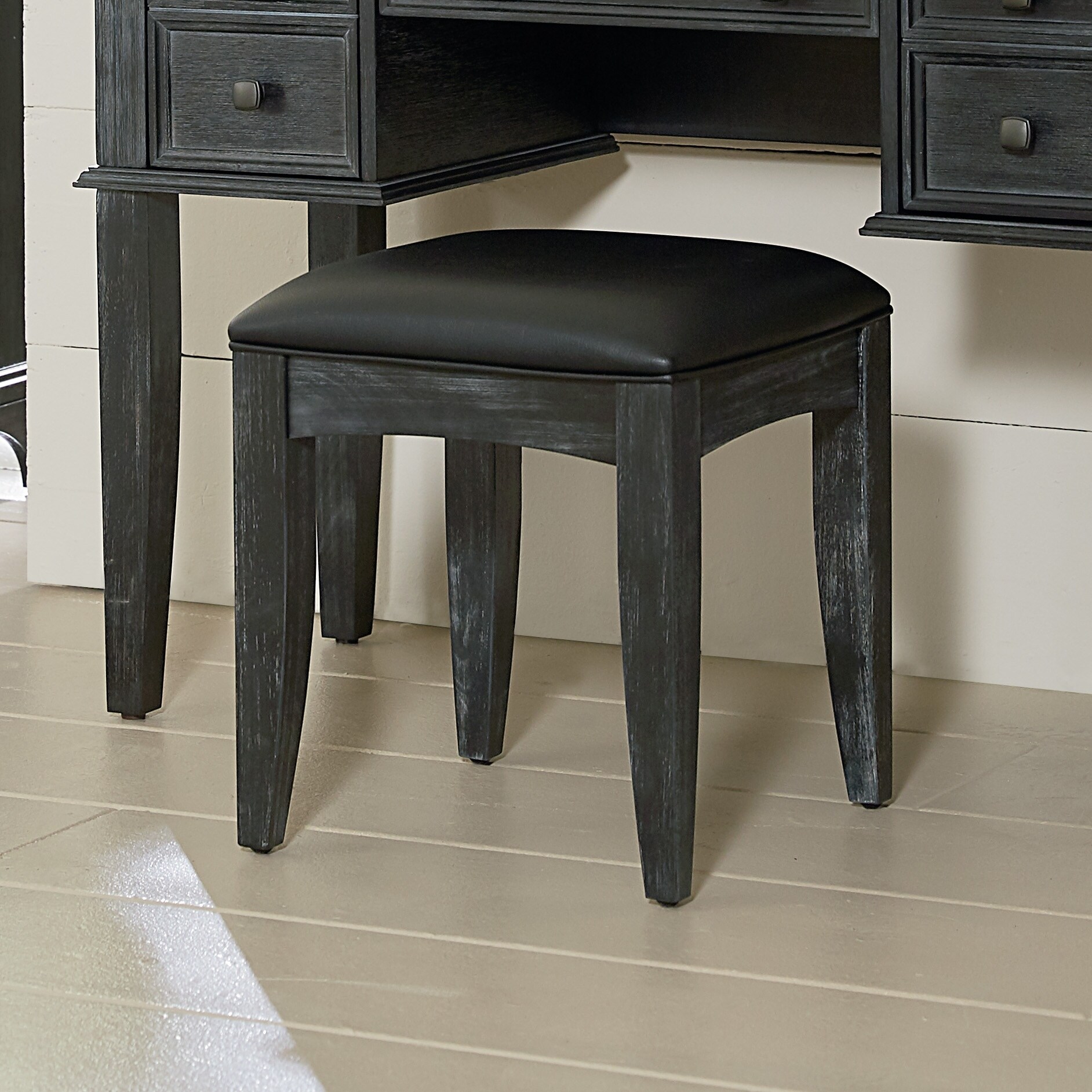 Shop Farmhouse Basics Upholstered Vanity Bench Seat In Rustic Black Overstock 21471355