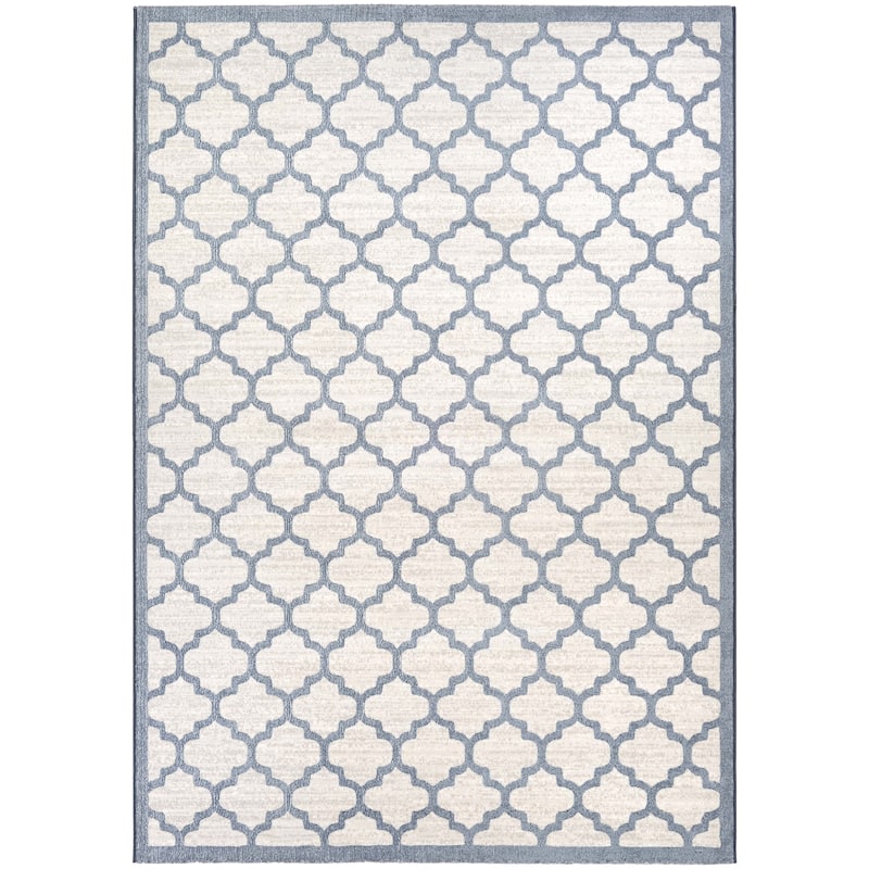 Sundance Quatrefoil Cream- Slate Blue Area Rug