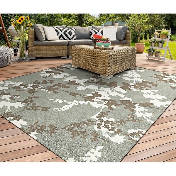 Miami Branches Sage-Ivory Indoor/Outdoor Area Rug - 2' x 4'