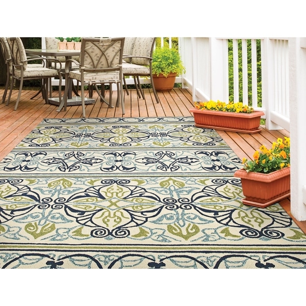 Miami Fleur Ivory-Lime Indoor/Outdoor Area Rug - 2' x 4'