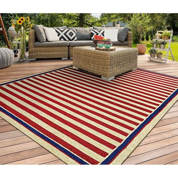 Miami Seaman Tan-Red Indoor/Outdoor Area Rug - 2' x 4'