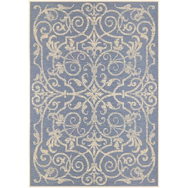 Samantha Scroll Blue Indoor/Outdoor Area Rug - 2' x 3'7"