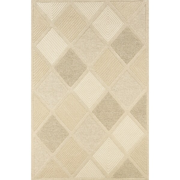 Hand-Crafted Barlow Diamonds White/Tan Area Rug - 2' x 4'