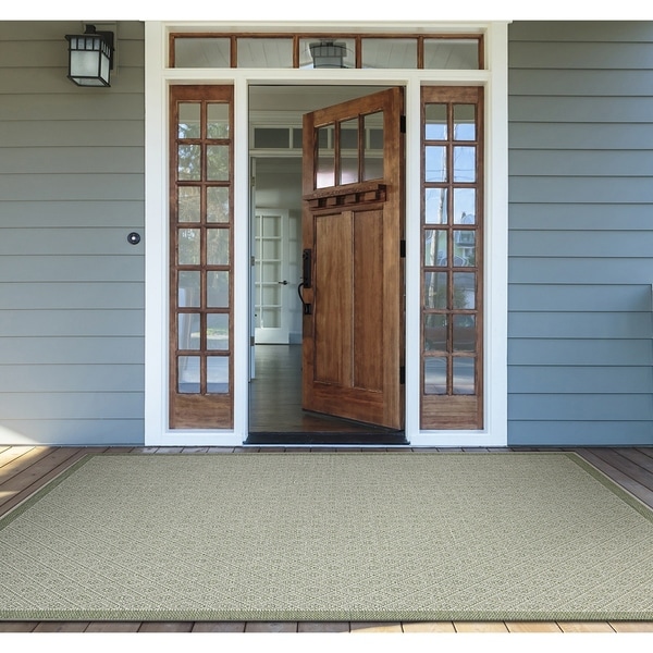 Samantha Sand-Green Indoor/Outdoor Area Rug - 2' x 3'7"