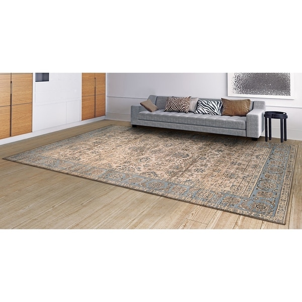 Couristan Zahara Embellished Blossom Light Blue-Oatmeal Area Rug - 2' x 3'7"