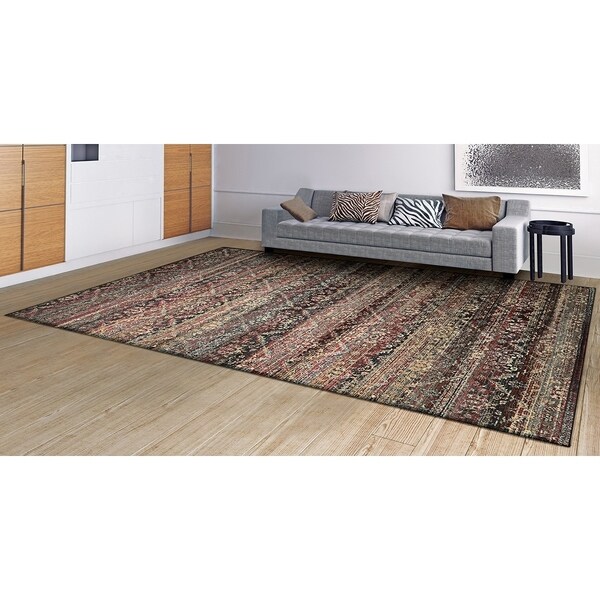 Couristan Zahara All Over Diamond Red-Black-Oatmeal Area Rug - 2' x 3'7"