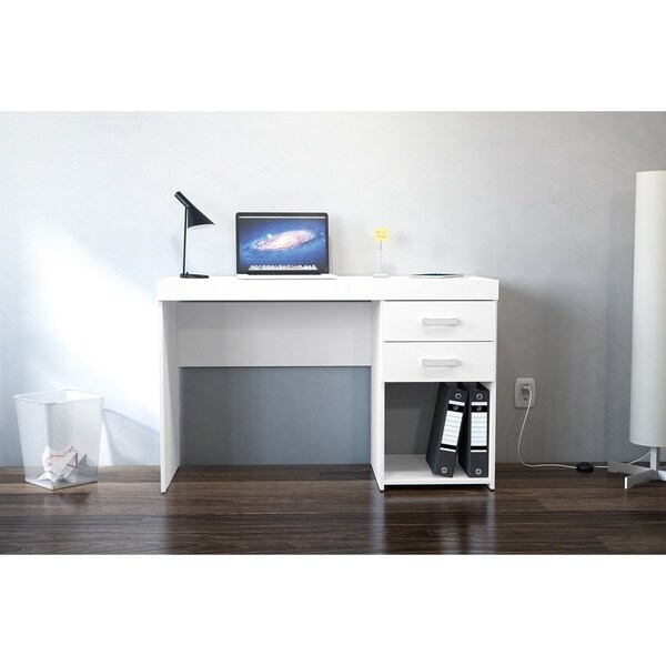 Polifurniture Malta 2 Drawer Computer Desk, White. Opens flyout.