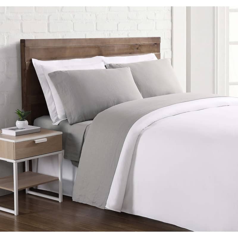 Brooklyn Loom 100% Natural Flax Linen 4-Piece Bed Sheet Set