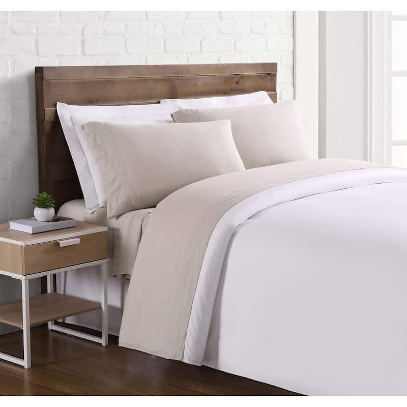 Brooklyn Loom 100% Natural Flax Linen 4-Piece Bed Sheet Set - Natural - California King