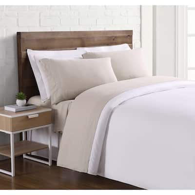 Brooklyn Loom 100% Natural Flax Linen 4-Piece Bed Sheet Set