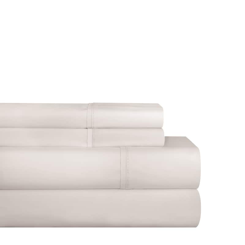 Pointehaven 200TC Cotton Percale Prints and Solids Bed Sheet Set - Full - White