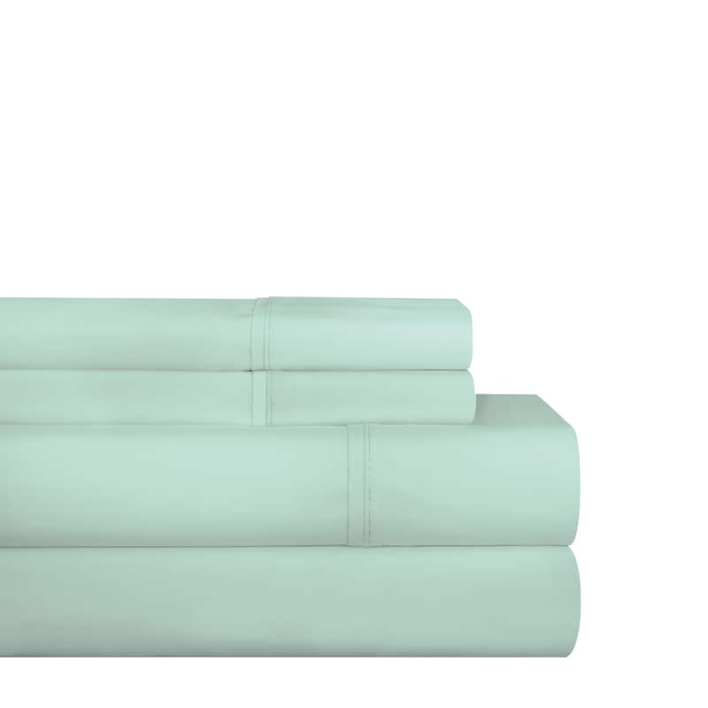 Pointehaven 200TC Cotton Percale Prints and Solids Bed Sheet Set - King - Turquoise