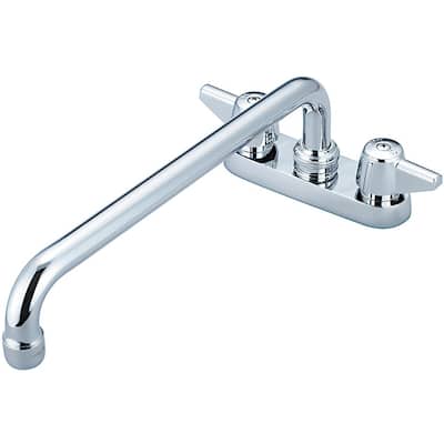 Central Brass Two Handle Cast Brass Kitchen Bar Faucet, 12" Tube Swivel Spout, 0084-A3 - CHROME