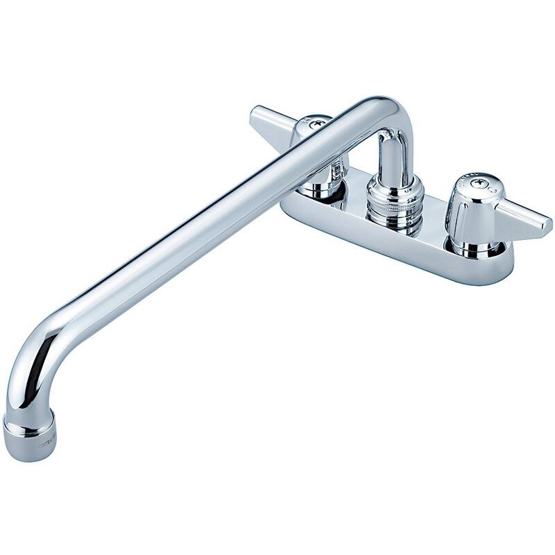 Central Brass Two Handle Cast Brass Kitchen Bar Faucet, 12" Tube Swivel Spout, 0084-A3 - CHROME