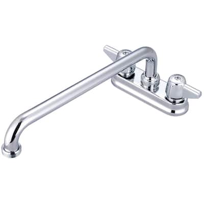 Central Brass Two Handle Shell Type Kitchen Bar Faucet, 12" Tube Swivel Spout, Hose Thread, 0094-H3 - CHROME