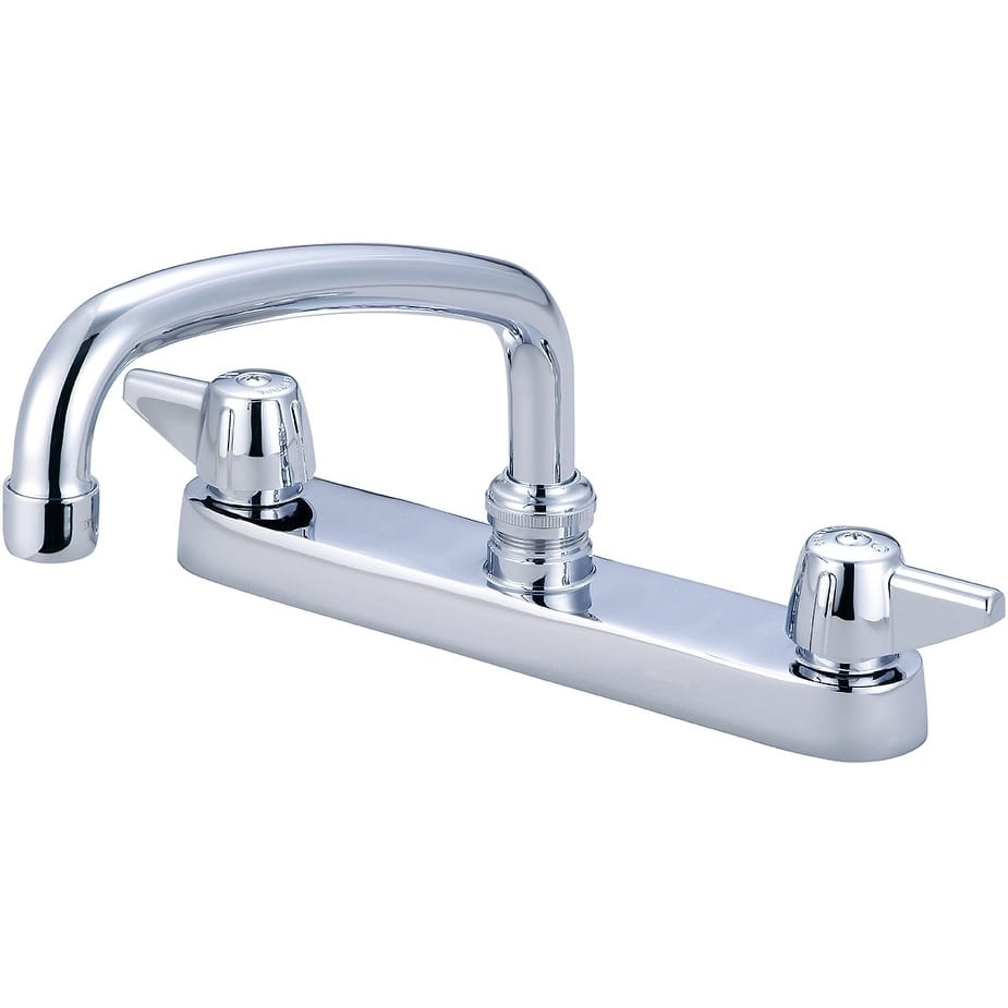 Central Brass Two Handle Cast Brass Kitchen Faucet, 8" Tube Swivel Spout, - Chrome