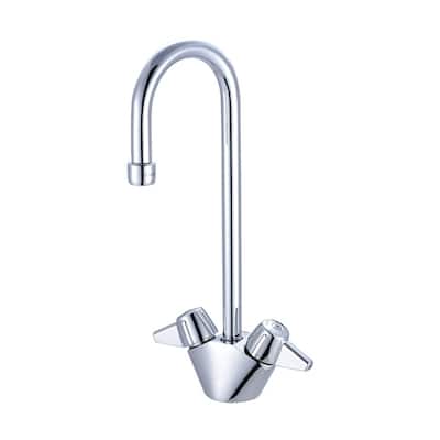 Central Brass Two Handle Bar Faucet, 3-15/16" Gooseneck Rigid Spout, - Chrome