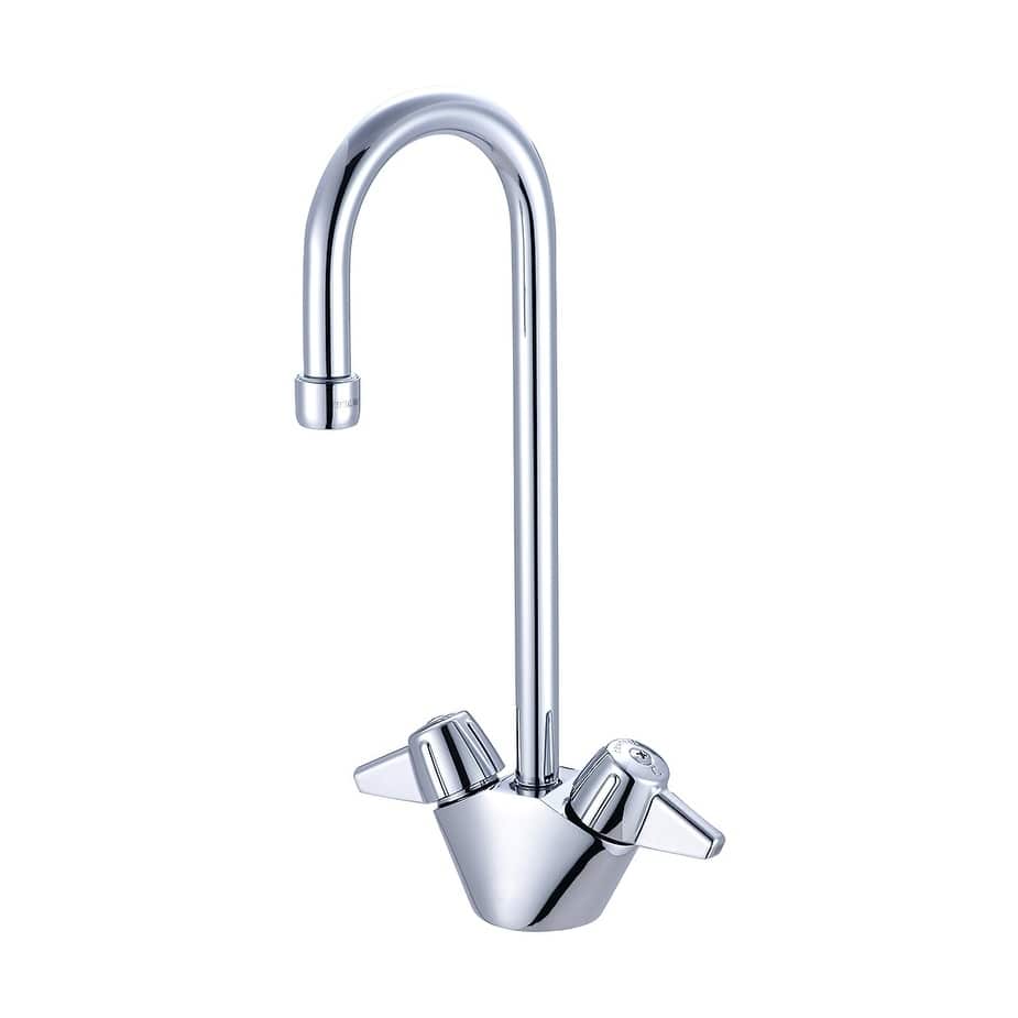 Central Brass Two Handle Bar Faucet, 3-15/16" Gooseneck Rigid Spout, - Chrome