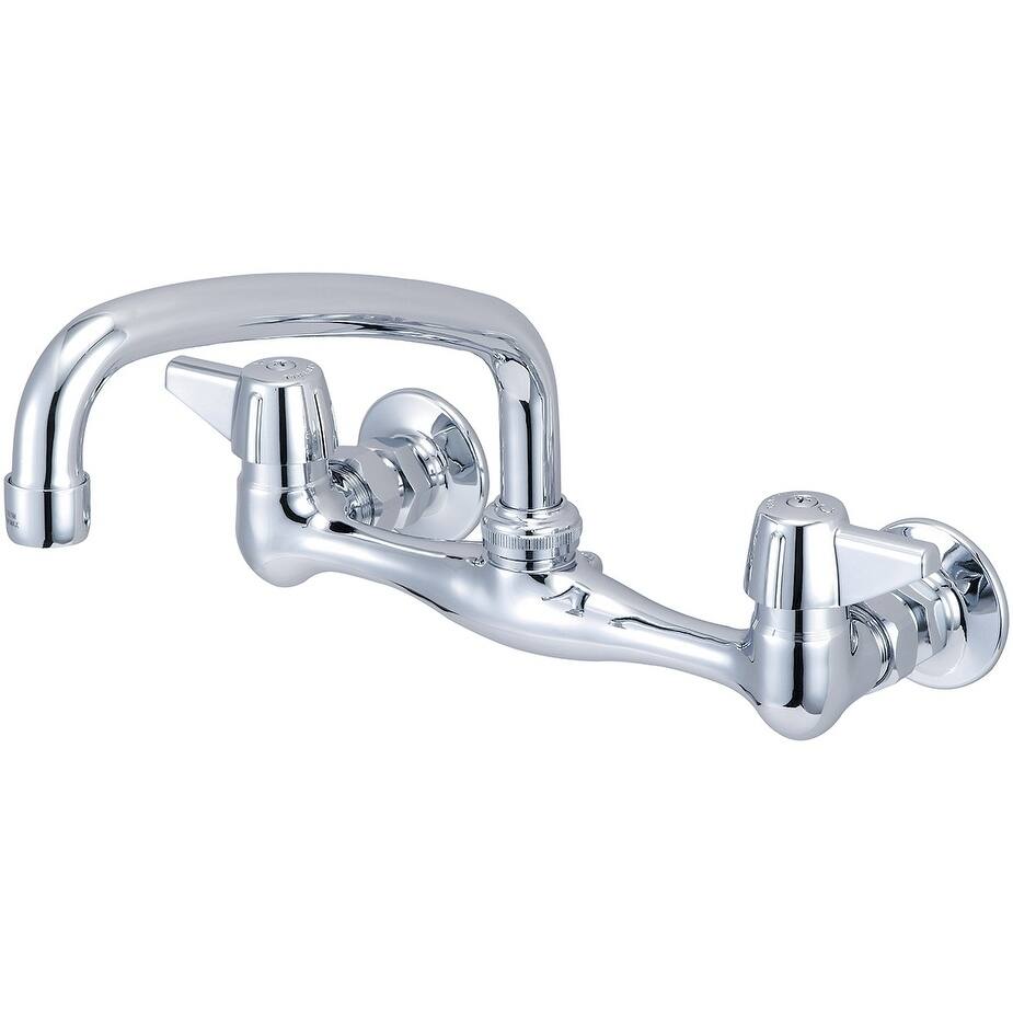 Central Brass Two Handle Wallmount Kitchen Faucet, 8" Tube Swivel Spout, 80047-UA1 - CHROME