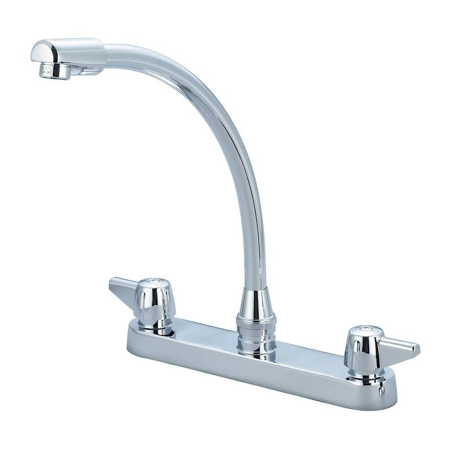 Central Brass Two Handle Cast Brass Kitchen Faucet, 8-3/4" High-Rise Swivel Spout, 80122-A07 - CHROME