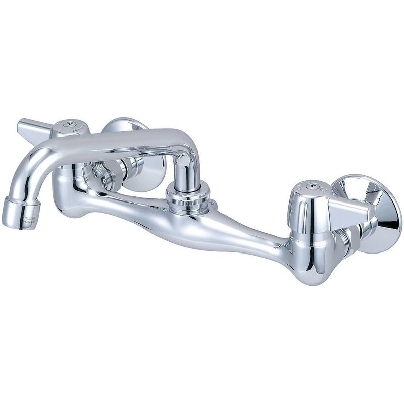 Central Brass Two Handle Wallmount Kitchen Faucet, 6" Tube Swivel Spout, - Chrome