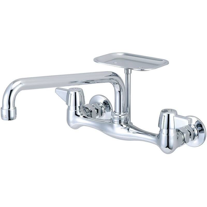 Central Brass Two Handle Wallmount Kitchen Faucet, 10" Tube Swivel Spout, 0048-UA2 - CHROME