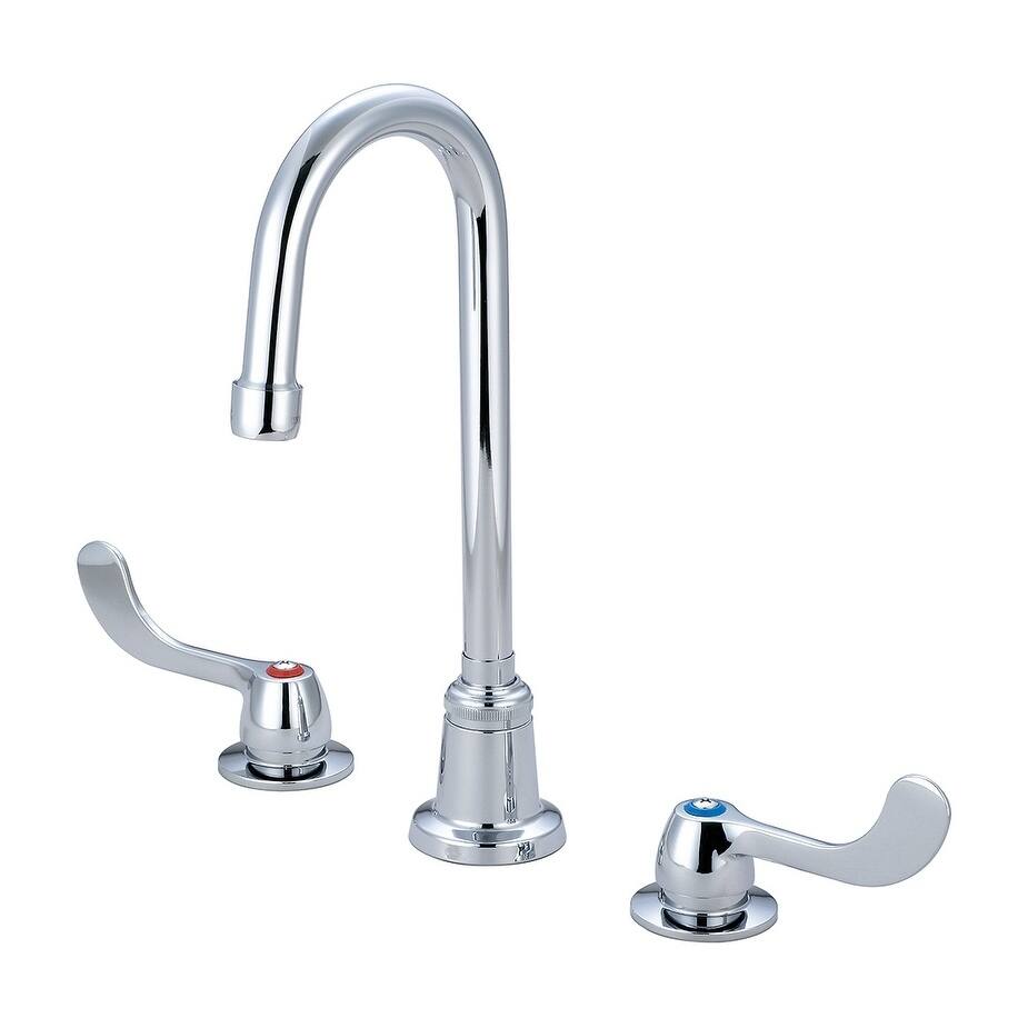 Central Brass Two Handle Concealed Ledge Kitchen Faucet, 4-3/32" Gooseneck Swivel Spout, 0072-GSAELS-Q - Chrome