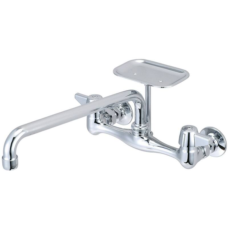 Central Brass Two Handle Wallmount Kitchen Faucet, 12" Tube Swivel Spout, - Chrome