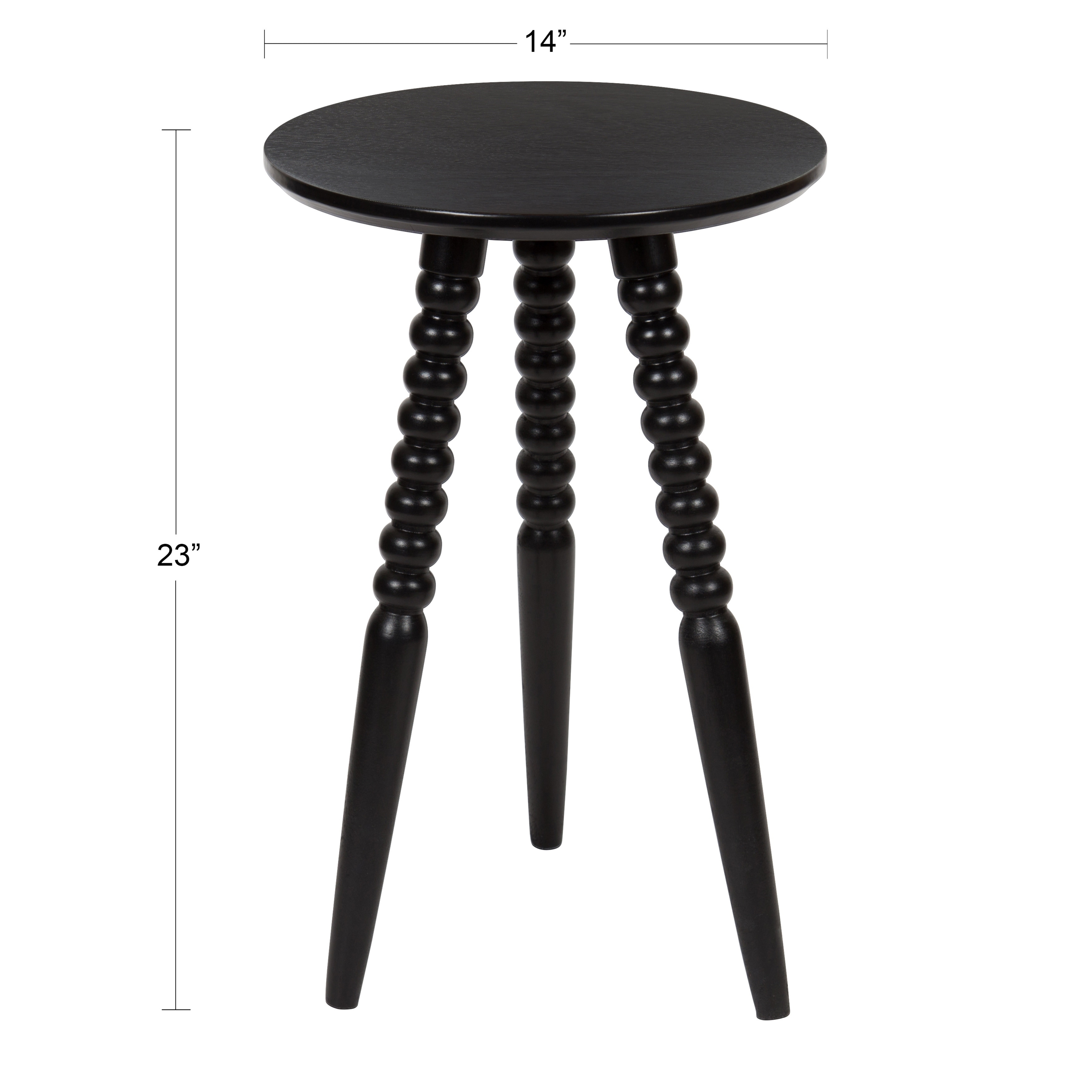 Beasley Round Solid Wood Bobbin Leg Side Table, Black Bed