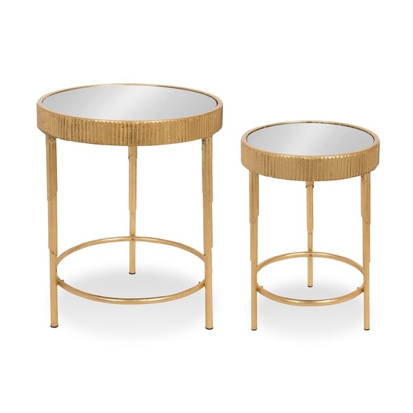 Rosario Round 2-Piece Side Accent Tables in Gold Leaf with ...