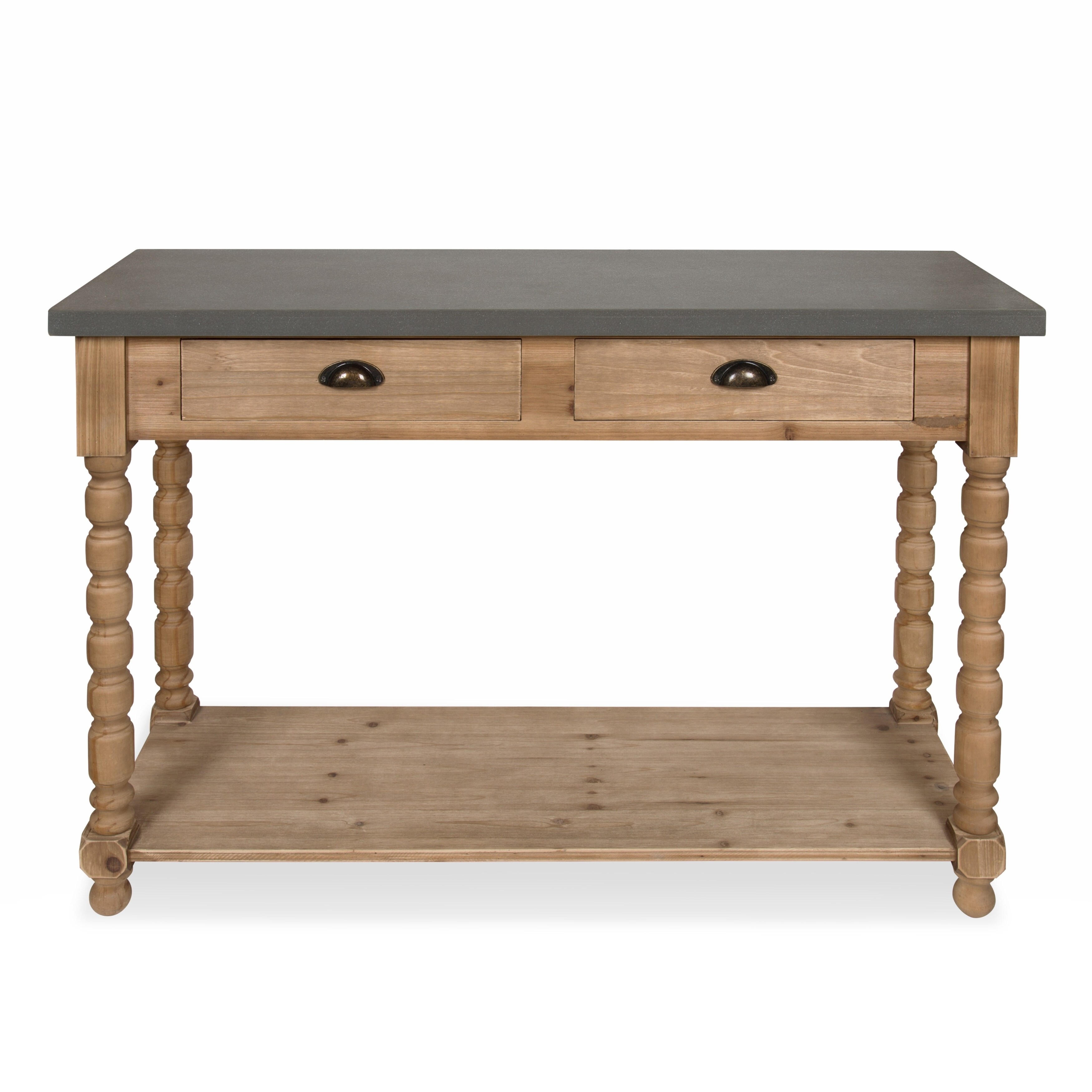 Rutledge Two Drawer Console Table Rustic Wood And Concrete Gray Top