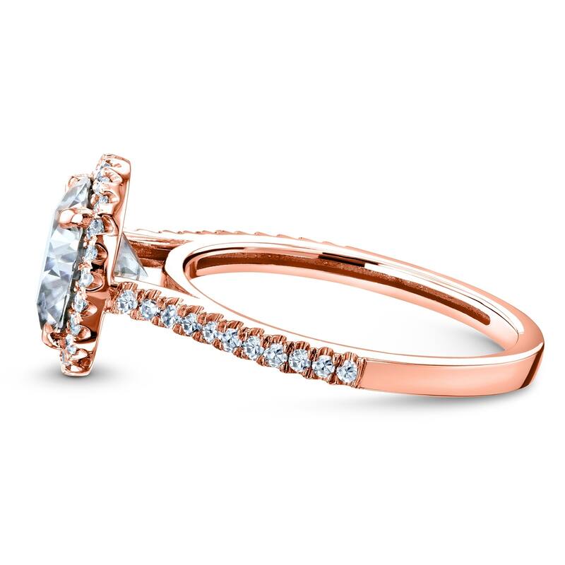 Annello by Kobelli 14k Gold 2 1/6ct TGW Moissanite and Diamond Round Brilliant Halo Engagement Ring (HI/VS, GH/I)