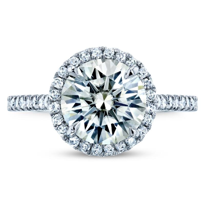 Annello by Kobelli 14k Gold 2 1/6ct TGW Moissanite and Diamond Round Brilliant Halo Engagement Ring (HI/VS, GH/I)