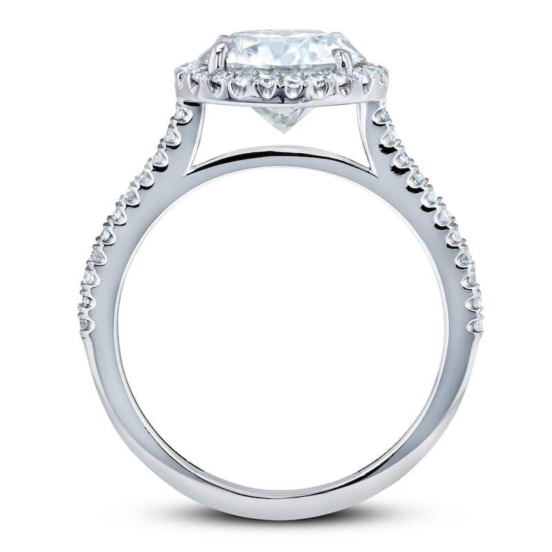 Annello by Kobelli 14k Gold 2 1/6ct TGW Moissanite and Diamond Round Brilliant Halo Engagement Ring (HI/VS, GH/I)