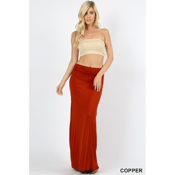 red fold over maxi skirt