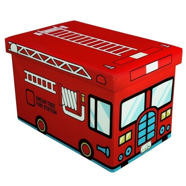16 Inch Toy Storage Chest Organizer, Fire Truck - Crown Comfort
