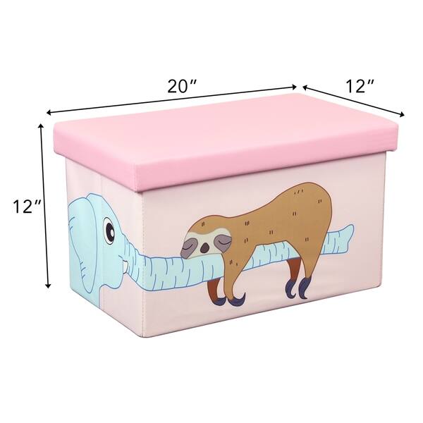 20 Inch Toy Storage Chest Organizer, Sloth & Elephant - Crown Comfort ...