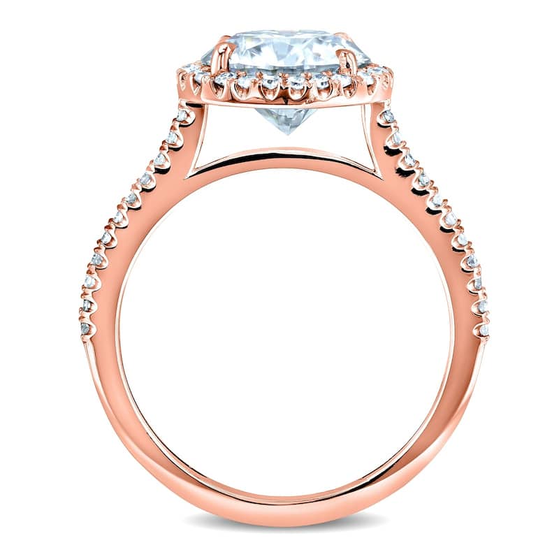 Annello by Kobelli 14k Gold 2 1/6ct TGW Forever One Moissanite and Diamond Round Brilliant Halo Engagement Ring (DEF/VS, GH/I)