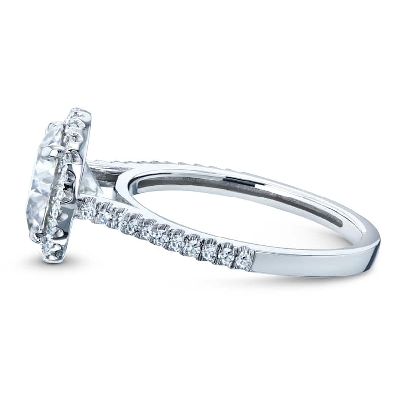 Annello by Kobelli 14k Gold 2 1/6ct TGW Forever One Moissanite and Diamond Round Brilliant Halo Engagement Ring (DEF/VS, GH/I)