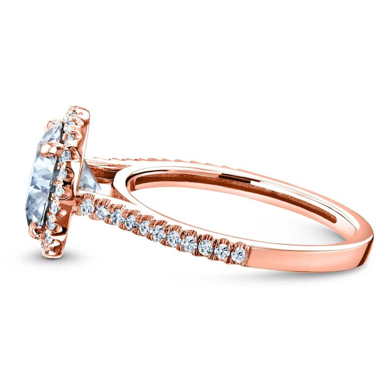 Annello by Kobelli 14k Gold 2 1/6ct TGW Forever One Moissanite and Diamond Round Brilliant Halo Engagement Ring (DEF/VS, GH/I)