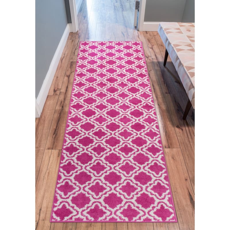 Well Woven Modern Trellis Lattice Bright Runner Rug - 2' x 7'3"