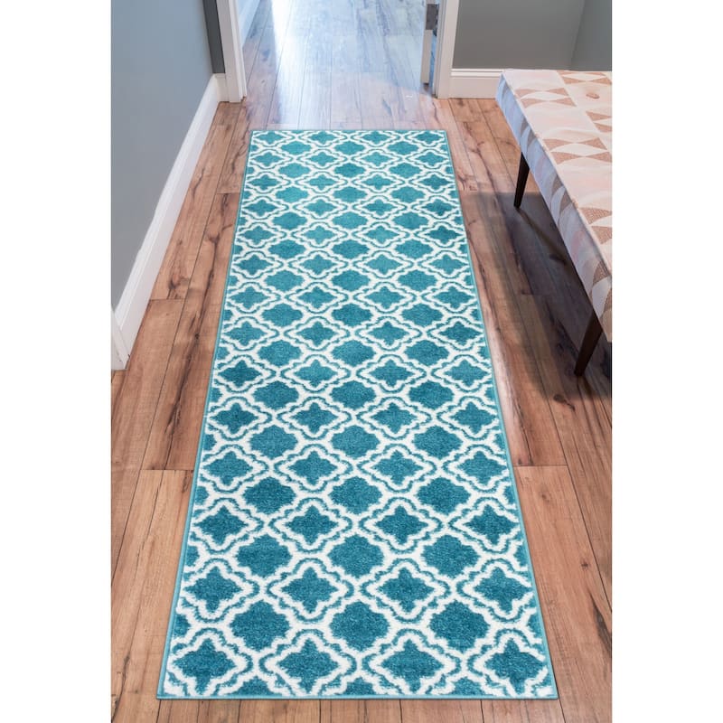 Well Woven Modern Trellis Lattice Bright Runner Rug - 2' x 7'3"