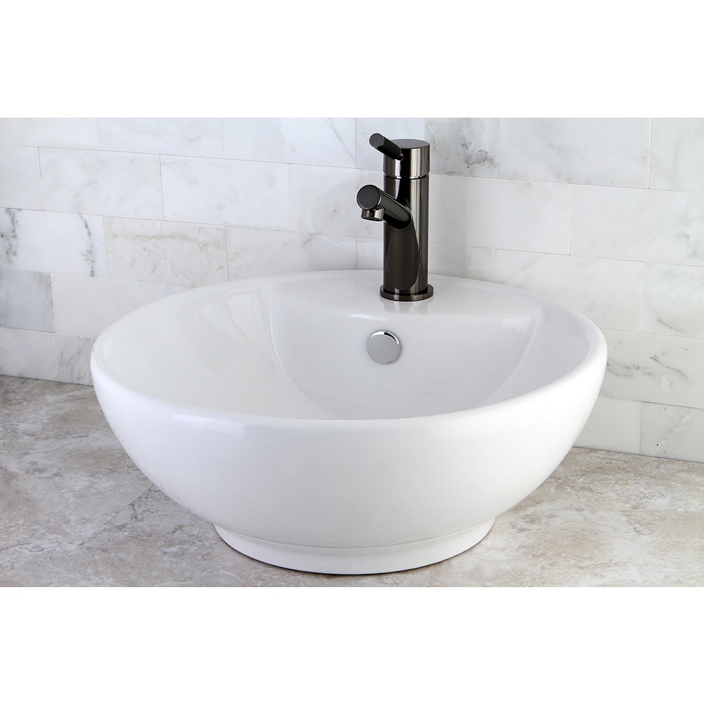 Round White Vitreous China Vessel Sink