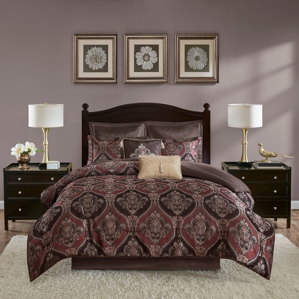 Shop Madison Park Thane Red 8 Piece Chenille Jacquard Comforter Set