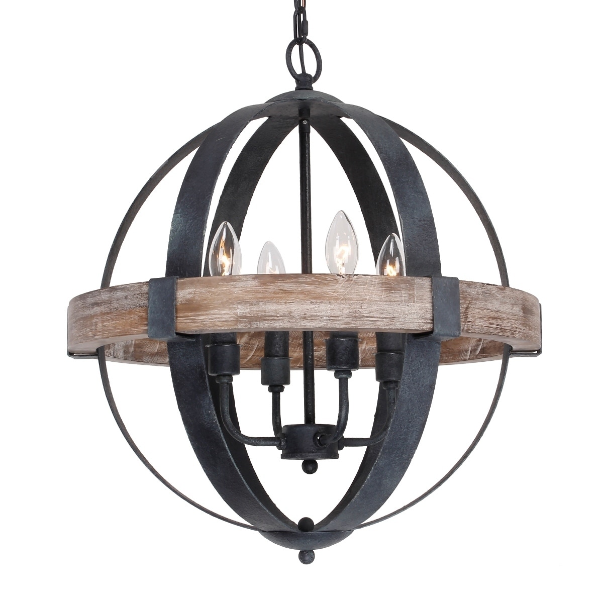 Farmhouse Weathered Oak Wooden 4 Light Orb Chandelier N A Farmhouse Weathered Oak Wooden 4 Light Orb Chandelier N A