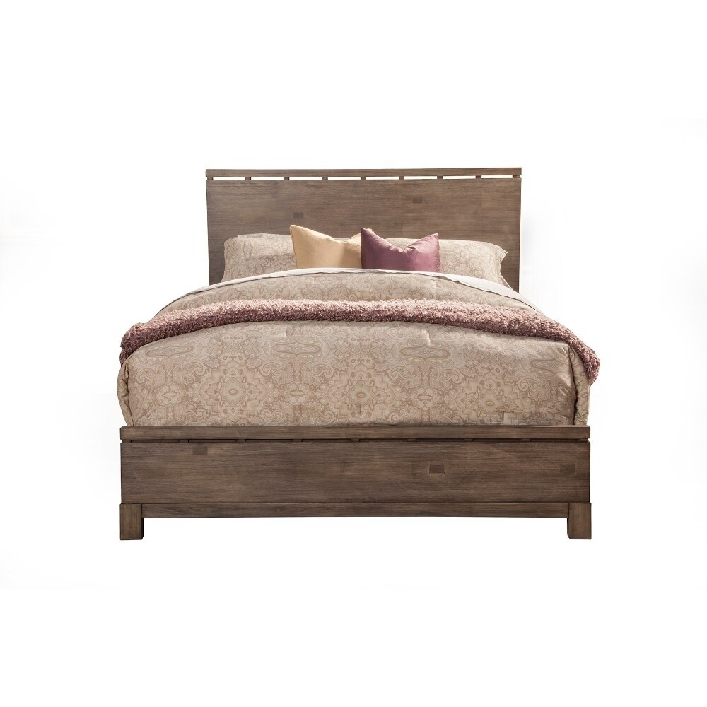 Transitional Standard King Size Panel Bed In Wood Brown King Size Panel Bed In Wood