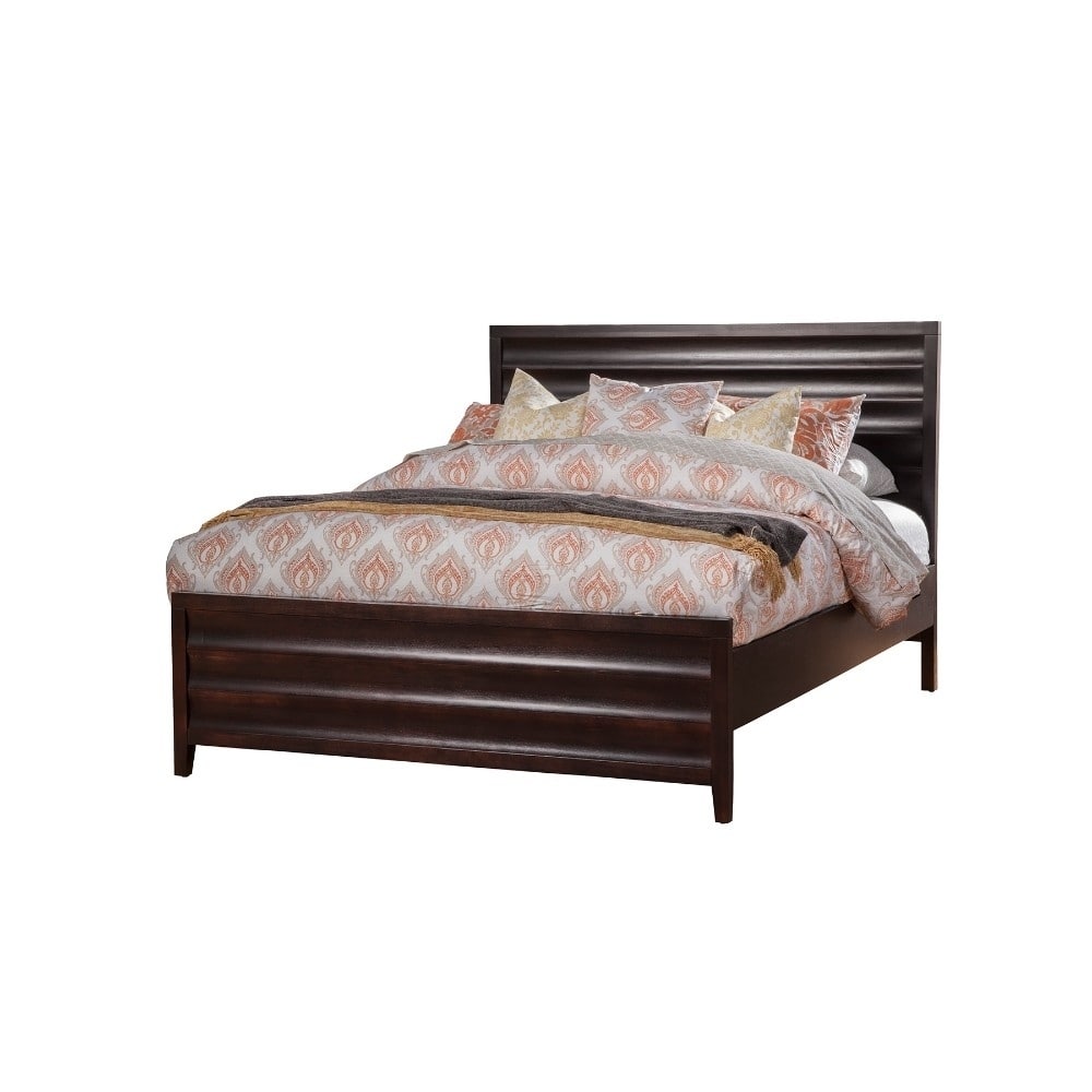 Sophisticated Standard King Size Panel Bed, Cherry Brown