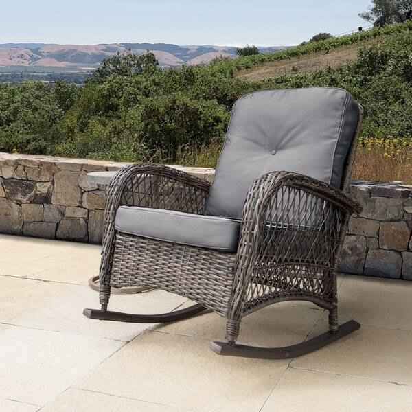 Shop Corvus Salerno Outdoor Wicker Rocking Chair With Cushions