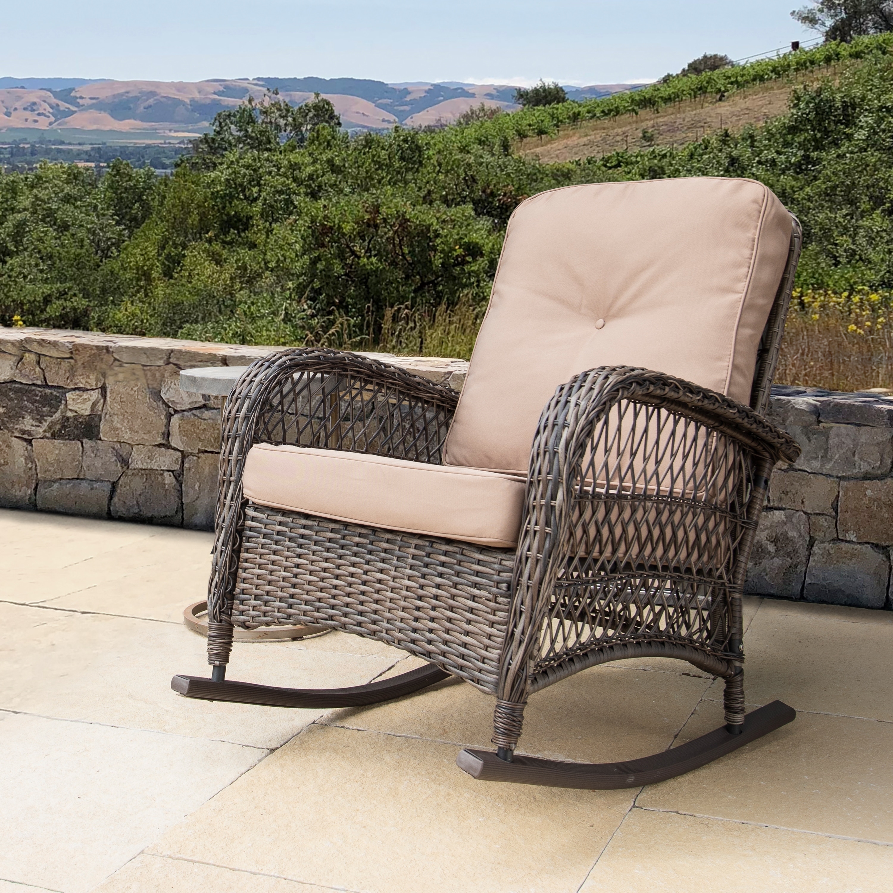 Corvus Rno Outdoor Wicker Rocking Chair With Cushions Ebay Corvus Rno Outdoor Wicker Rocking Chair With Cushions