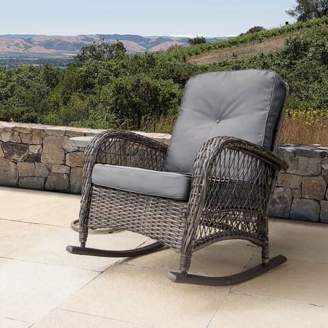 Corvus Salerno Outdoor Wicker Rocking Chair with Cushions